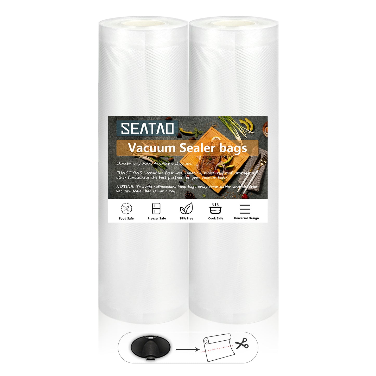 SEATAO Vacuum Sealer Bags- Heavy Duty, BPA Free for Food Storage