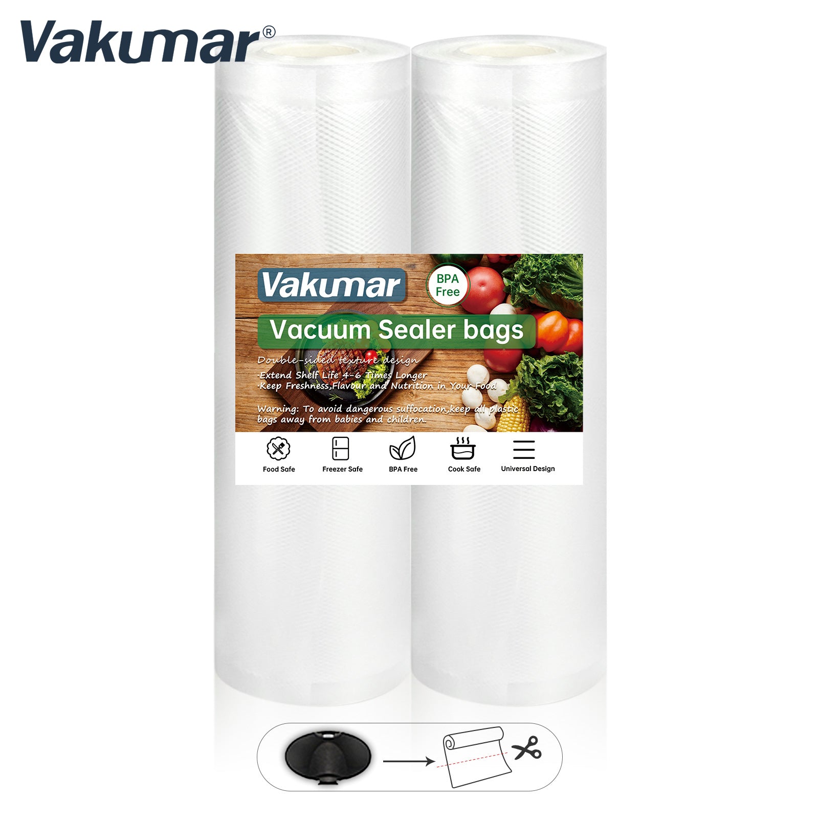 Vakumar Vacuum Sealing Bags (2 Rolls) - For Food Sealing