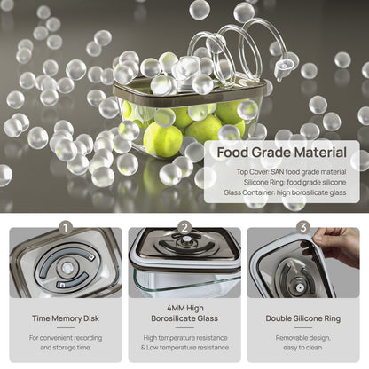 Vakumar Lot de 2 récipients carrés sous vide sans BPA – Anti-fuites, lavables au lave-vaisselle, au congélateur et au micro-ondes