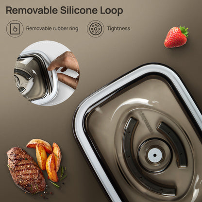 Vakumar Lot de 2 récipients carrés sous vide sans BPA – Anti-fuites, lavables au lave-vaisselle, au congélateur et au micro-ondes