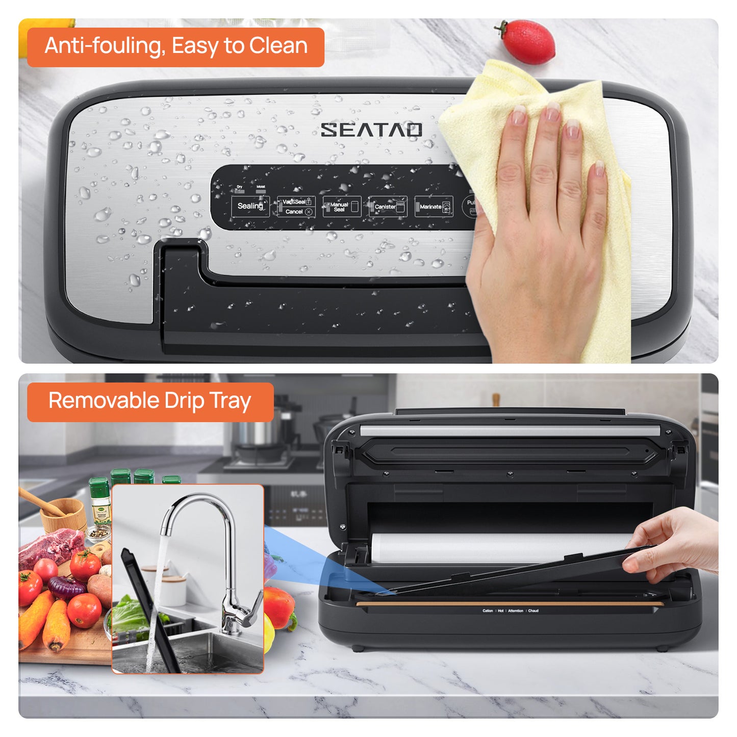 Machine à emballer sous vide pour aliments SEATAO 80 Kpa - Conservation en mode sec/humide