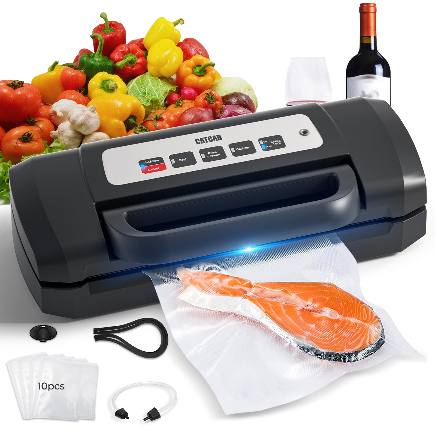 90kPa Automatic Vacuum Sealer Machine – 6-in-1 Food Saver for Dry & Moist Foods