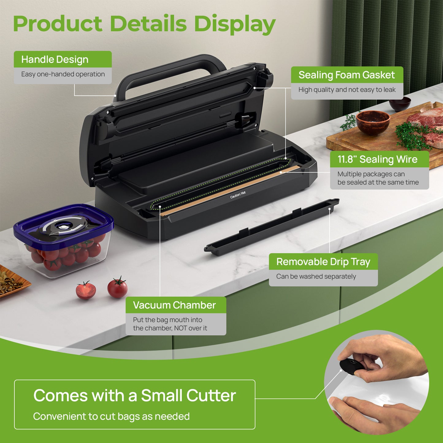 90kPa Automatic Vacuum Sealer Machine – 6-in-1 Food Saver for Dry & Moist Foods