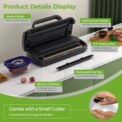 90kPa Automatic Vacuum Sealer Machine – 6-in-1 Food Saver for Dry & Moist Foods
