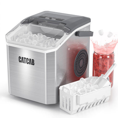 CATCAB Countertop Ice Maker - 26lbs/24h w/Ice Scoop & Basket for Home/Party/Camping