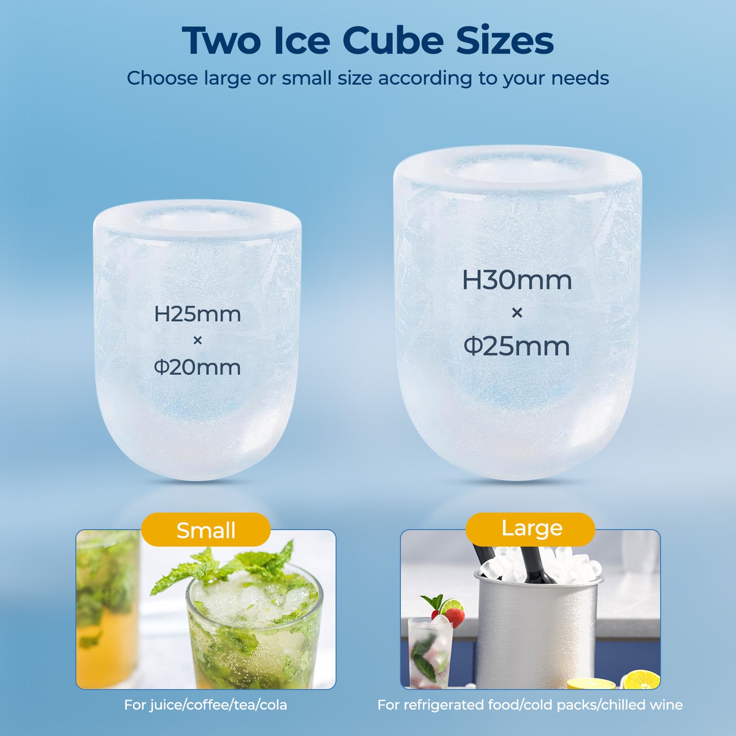 CATCAB Countertop Ice Maker - 26lbs/24h w/Ice Scoop & Basket for Home/Party/Camping