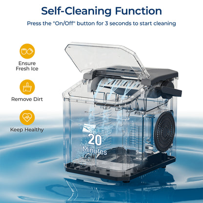 CATCAB Countertop Ice Maker - 26lbs/24h w/Ice Scoop & Basket for Home/Party/Camping