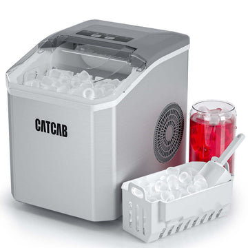 CATCAB Countertop Ice Maker - 26lbs/24h w/Ice Scoop & Basket for Home/Party/Camping