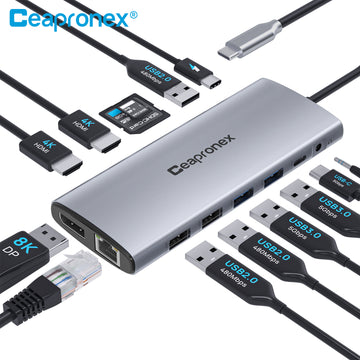 USB C Docking Station Dual Monitor, Laptop Docking Station, 14 in 1 USB C Hub Multiport Adapter for MacBook/Dell/HP/Lenovo