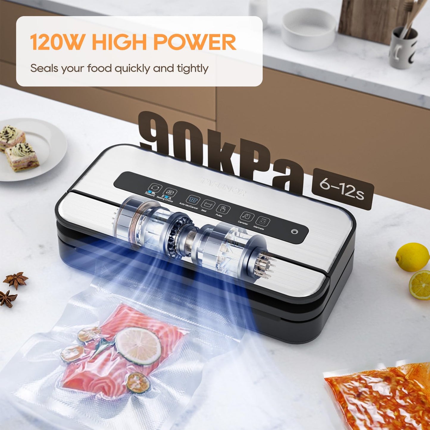 Tafunor Vacuum Sealer with Double Seal - Easy Lock Handle + Built-in Cutter & Storage