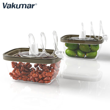 Vakumar 2 Square BPA-Free Vacuum Seal Containers - Leak Proof, Dishwasher, Freezer & Microwave Safe