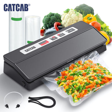 CATCAB 70kpa Food Vacuum Sealer with 2 Rolls of Vacuum Bags and Accessories Hose and Cutter