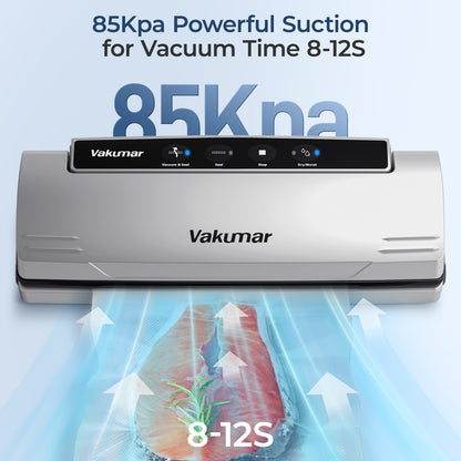 Vacuum Sealer Machine, 8-in-1 Food Sealer with Powerful Suction | Dry & Moist Food Modes | Sous Vide Compatible | Includes Car Charger for Indoor & Outdoor Use