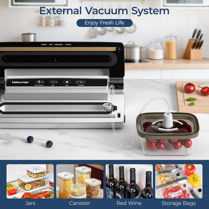 Vacuum Sealer Machine, 8-in-1 Food Sealer with Powerful Suction | Dry & Moist Food Modes | Sous Vide Compatible | Includes Car Charger for Indoor & Outdoor Use