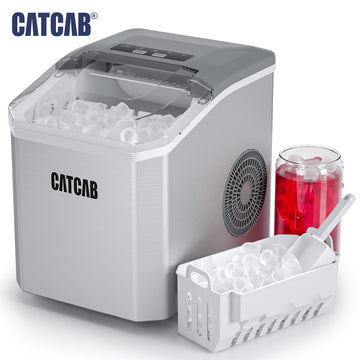 CATCAB Countertop Ice Maker Machine, with Ice Scoop and Basket for Home Kitchen Party Camping